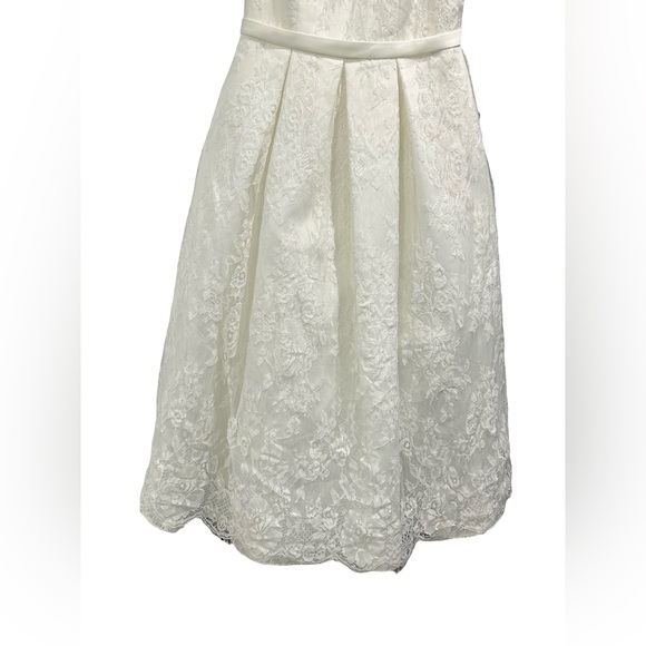 David's Bridal Girls Lace Flower Girl Dress Ivory Size 8 Formal NWT Wedding Bow - Picture 5 of 11